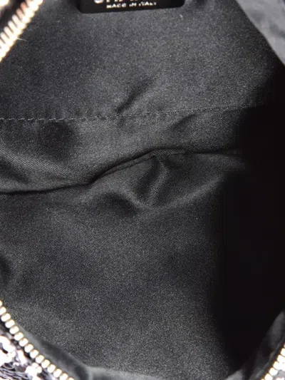 Pre-owned Chanel Cc Charm Zip Waist Bag Sequins And Quilted Lambskin Belt Bag In Black