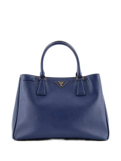 Pre-owned Prada Gardener's Saffiano Leather Medium Tote Bag In Blue