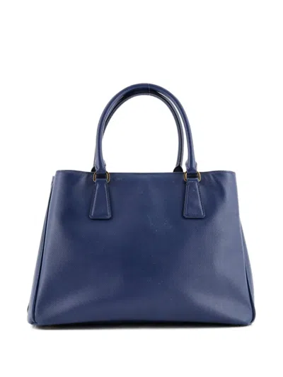 Pre-owned Prada Gardener's Saffiano Leather Medium Tote Bag In Blue
