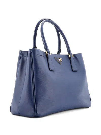 Pre-owned Prada Gardener's Saffiano Leather Medium Tote Bag In Blue
