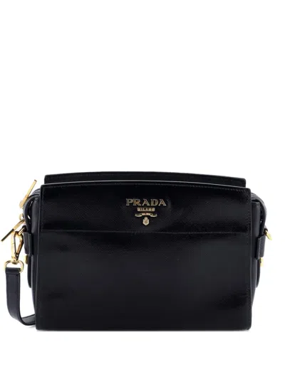 Pre-owned Prada Esplanade Crossbody Bag Vernice Saffiano With City Calf Small Shoulder Bag In Black