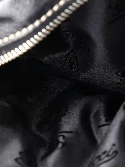 Pre-owned Gucci Crest Double Leather Belt Bag In Black