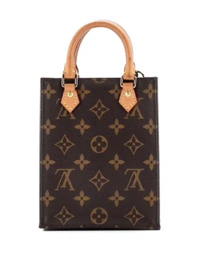 Pre-owned Louis Vuitton Petit Sac Plat Bag Monogram Canvas Crossbody Bag In Brown
