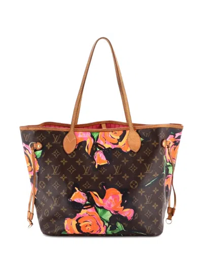 Pre-owned Louis Vuitton Neverfull Limited Edition Monogram Roses Mm Tote Bag In Multi