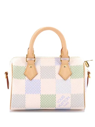 Pre-owned Louis Vuitton Speedy Bandouliere Bag Limited Edition Damierlicious Giant 20 Satchel In Blue