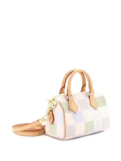 Pre-owned Louis Vuitton Speedy Bandouliere Bag Limited Edition Damierlicious Giant 20 Satchel In Blue