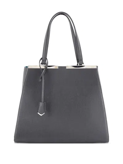 Pre-owned Fendi 3jours Bag Leather Large Tote Bag In Gray