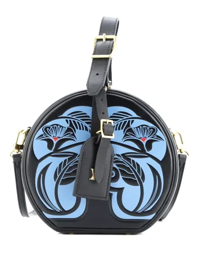 Pre-owned Louis Vuitton Petite Boite Chapeau Bag Anachro Bleu Printed Calfskin Crossbody Bag In Black
