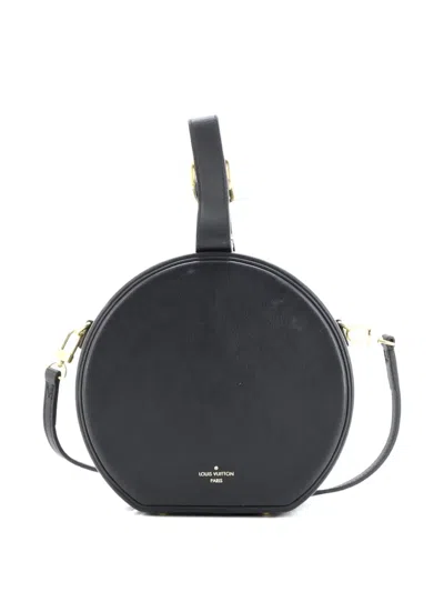 Pre-owned Louis Vuitton Petite Boite Chapeau Bag Anachro Bleu Printed Calfskin Crossbody Bag In Black