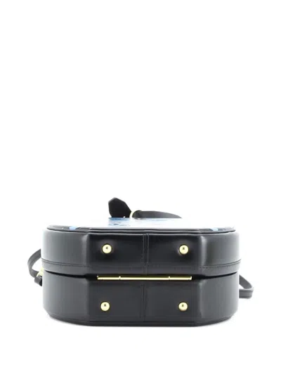 Pre-owned Louis Vuitton Petite Boite Chapeau Bag Anachro Bleu Printed Calfskin Crossbody Bag In Black