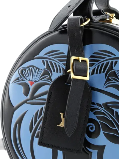 Pre-owned Louis Vuitton Petite Boite Chapeau Bag Anachro Bleu Printed Calfskin Crossbody Bag In Black