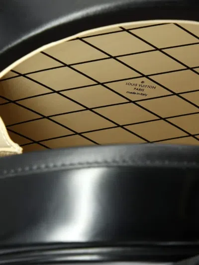 Pre-owned Louis Vuitton Petite Boite Chapeau Bag Anachro Bleu Printed Calfskin Crossbody Bag In Black