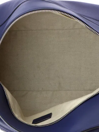 Pre-owned Loewe Puzzle Bag Leather Large Satchel In Blue