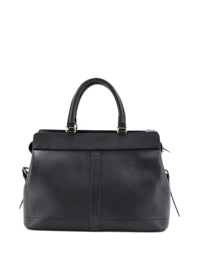 Pre-owned Celine Cabas De France Tote Leather Medium Satchel In Black