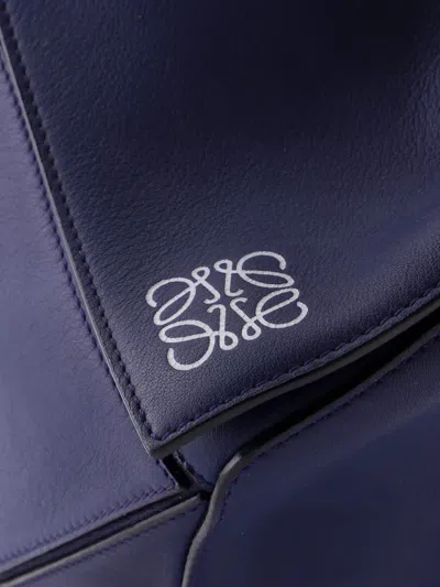 Pre-owned Loewe Puzzle Bag Leather Large Satchel In Blue