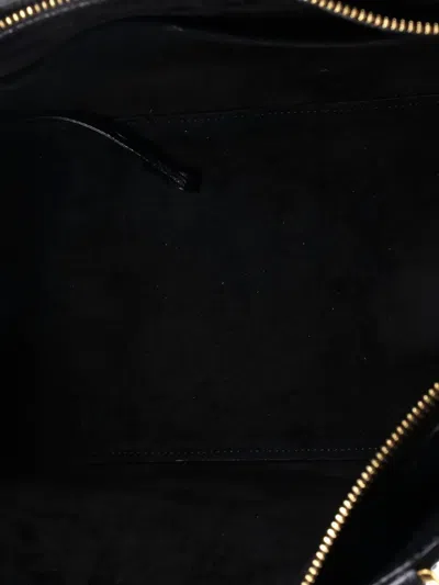 Pre-owned Celine Cabas De France Tote Leather Medium Satchel In Black