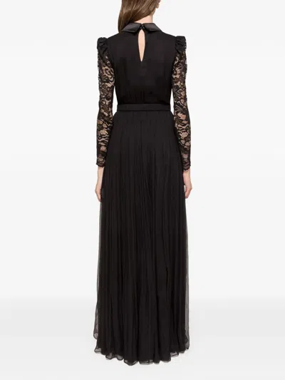 Nissa Lace Pleated Maxi Dress In Black