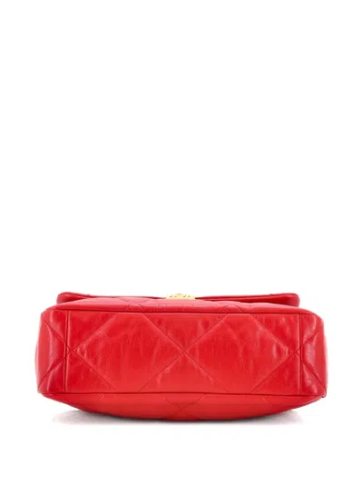 Pre-owned Chanel 19 Flap Bag Quilted Leather Large Crossbody Bag In Red