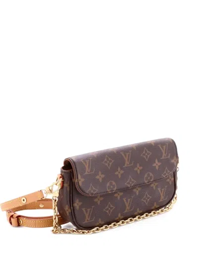 Pre-owned Louis Vuitton Ivy Wallet On Chain Monogram Canvas Shoulder Bag In Brown