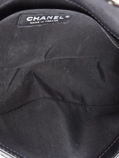 Pre-owned Chanel Chain Handle Boy Flap Bag Quilted Calfskin Old Medium Shoulder Bag In Black