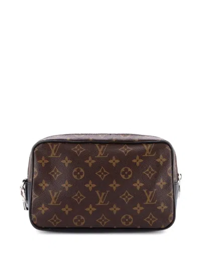 Pre-owned Louis Vuitton Kasai Macassar Monogram Canvas Clutch Bag In Black
