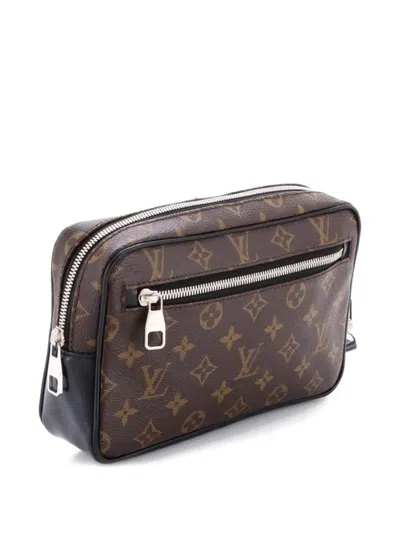 Pre-owned Louis Vuitton Kasai Macassar Monogram Canvas Clutch Bag In Black