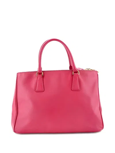 Pre-owned Prada Galleria Double Zip Saffiano Leather Medium Tote Bag In Pink