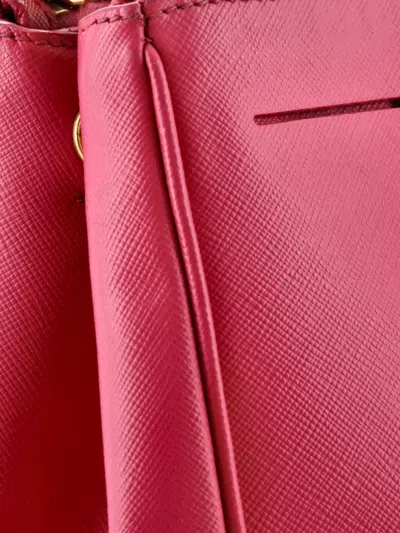 Pre-owned Prada Galleria Double Zip Saffiano Leather Medium Tote Bag In Pink