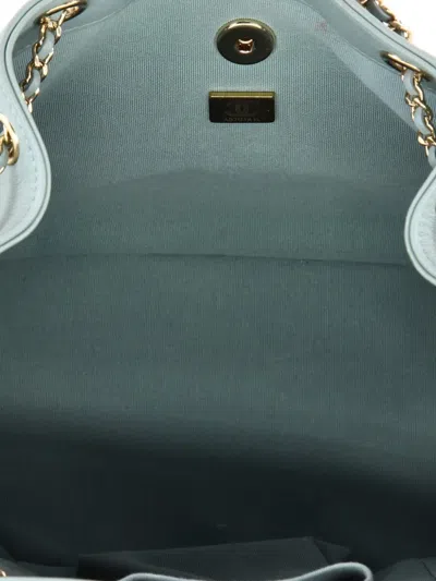 Pre-owned Chanel Duma Drawstring Quilted Leather Large Backpack In Gray