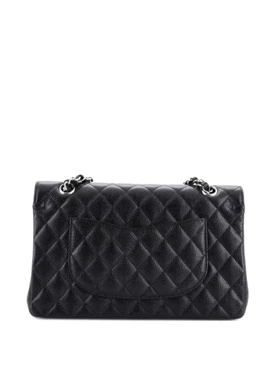 Pre-owned Chanel Classic Double Flap Bag Quilted Caviar Medium Shoulder Bag In Black