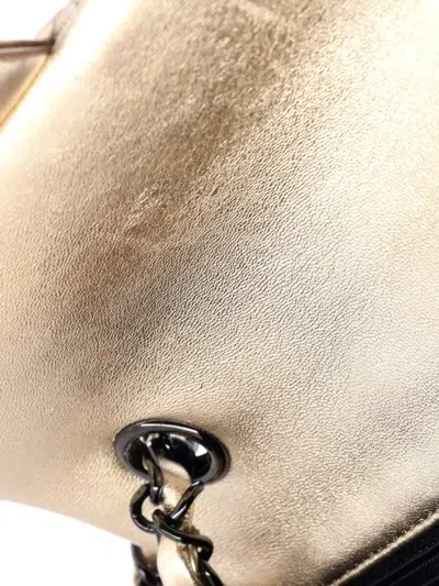 Pre-owned Chanel Classic Single Flap Bag Quilted Metallic Lambskin Mini Crossbody Bag In Gold