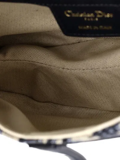 Pre-owned Dior Saddle Handbag Oblique Canvas Medium Shoulder Bag In Blue
