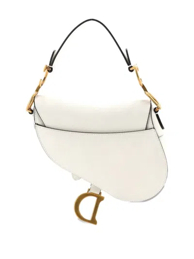 Pre-owned Dior Saddle Handbag Leather Mini Shoulder Bag In White