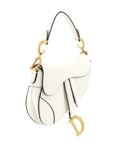 Pre-owned Dior Saddle Handbag Leather Mini Shoulder Bag In White
