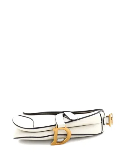 Pre-owned Dior Saddle Handbag Leather Mini Shoulder Bag In White