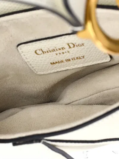 Pre-owned Dior Saddle Handbag Leather Mini Shoulder Bag In White