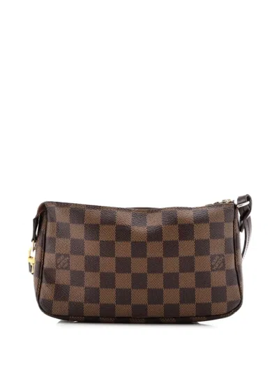 Pre-owned Louis Vuitton Navona Pochette Accessoires Damier Clutch Bag In Brown