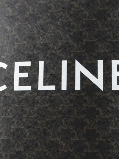 Pre-owned Celine Vertical Cabas Triomphe Coated Canvas Large Tote Bag In Brown