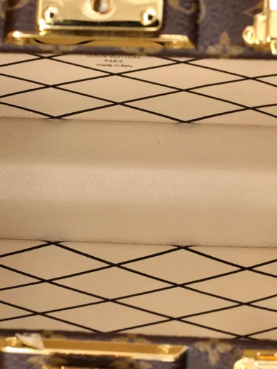 Pre-owned Louis Vuitton Pic Trunk Minaudiere Monogram Canvas With Leather Crossbody Bag In Brown