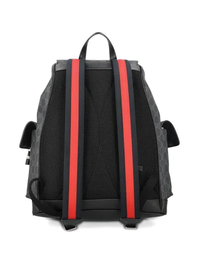 Gucci Logo Patterned Backpack In Gray