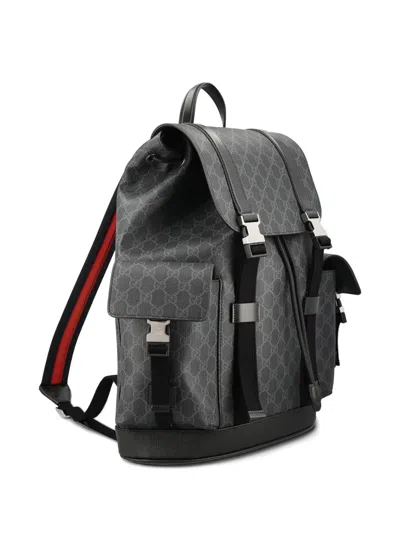 Gucci Logo Patterned Backpack In Gray