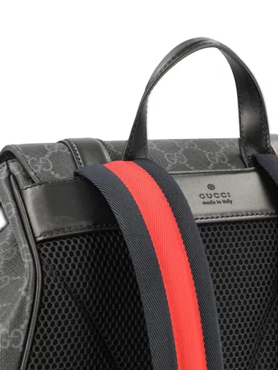 Gucci Logo Patterned Backpack In Gray