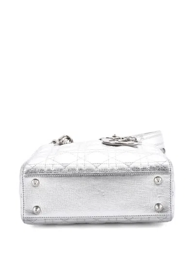 Pre-owned Dior My Lady  Bag Cannage Quilted Leather Satchel In Silver
