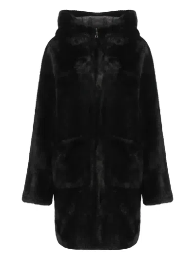 Betta Corradi Hooded Faux-fur Coat In Black