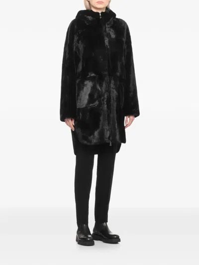 Betta Corradi Hooded Faux-fur Coat In Black