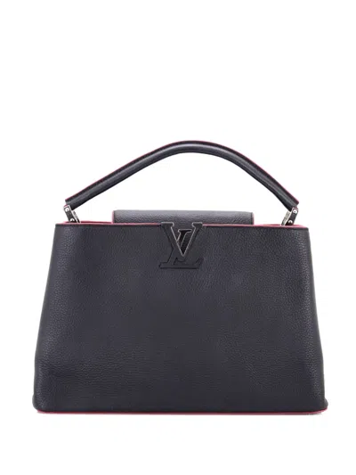 Pre-owned Louis Vuitton Capucines Bag Leather Mm Satchel In Black