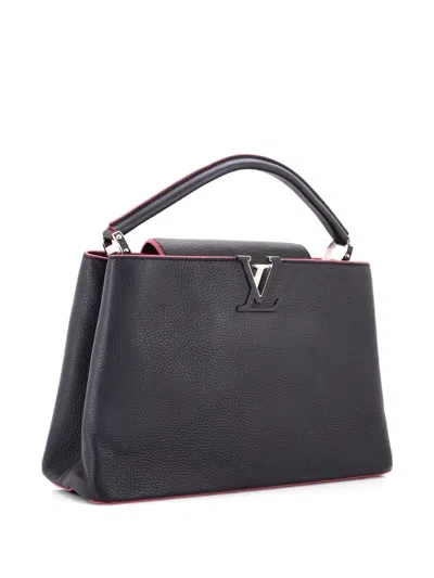 Pre-owned Louis Vuitton Capucines Bag Leather Mm Satchel In Black