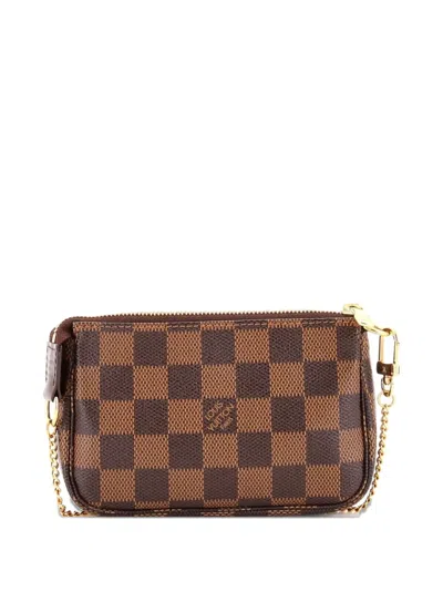 Pre-owned Louis Vuitton Pochette Accessoires Limited Edition Damier Mini Clutch Bag In Brown