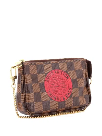 Pre-owned Louis Vuitton Pochette Accessoires Limited Edition Damier Mini Clutch Bag In Brown
