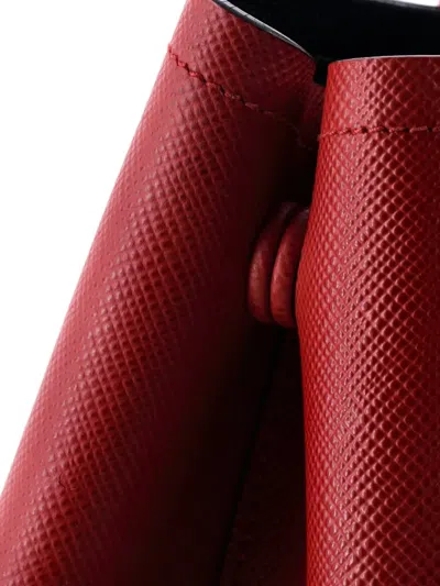 Pre-owned Prada Cuir Double Saffiano Leather Medium Tote Bag In Red